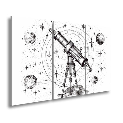 Leinwandbild Vintage - Teleskop – Fokussiert auf Wunder des Universums XXL - deyoli