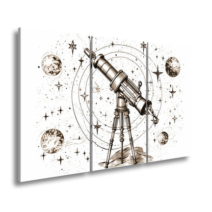 Leinwandbild Vintage - Teleskop – Fokussiert auf Wunder des Universums XXL - deyoli