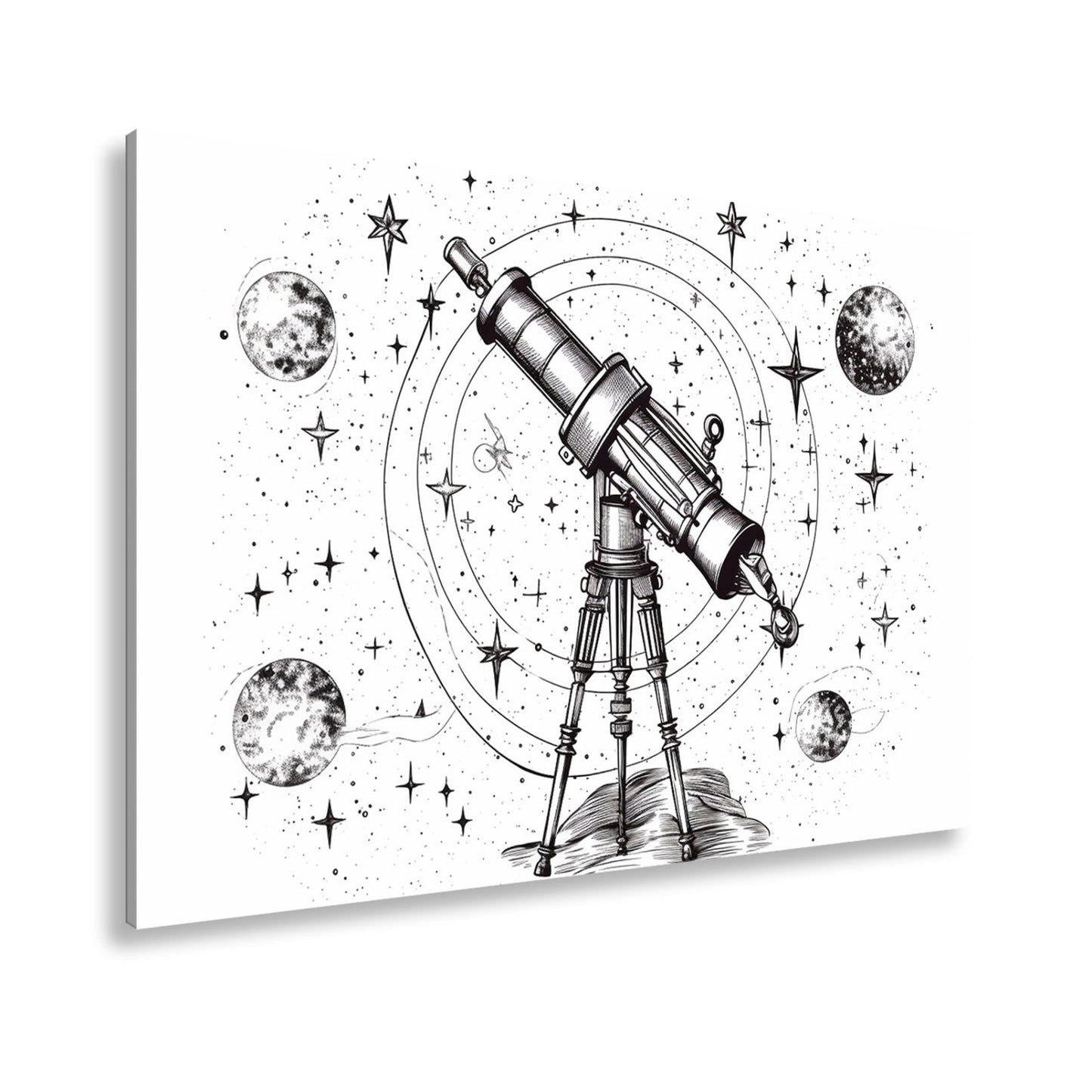 Leinwandbild Vintage - Teleskop – Fokussiert auf Wunder des Universums XXL - deyoli