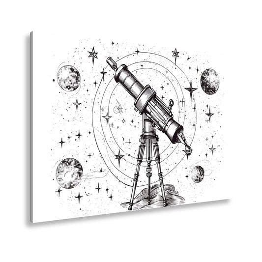 Leinwandbild Vintage - Teleskop – Fokussiert auf Wunder des Universums XXL - deyoli
