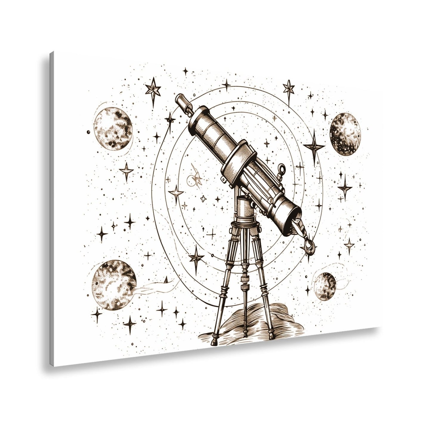 Leinwandbild Vintage - Teleskop – Fokussiert auf Wunder des Universums XXL - deyoli