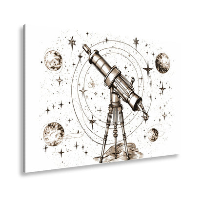 Leinwandbild Vintage - Teleskop – Fokussiert auf Wunder des Universums XXL - deyoli