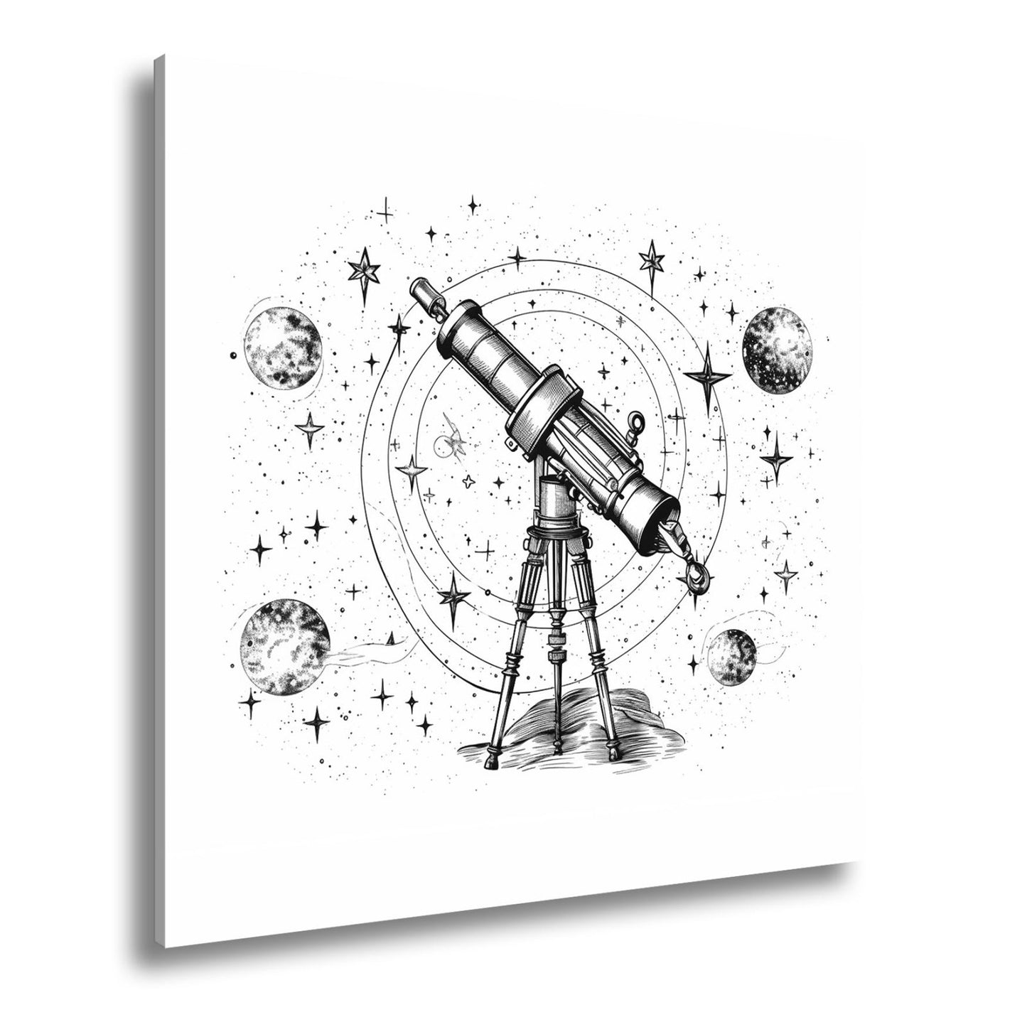 Leinwandbild Vintage - Teleskop – Fokussiert auf Wunder des Universums XXL - deyoli