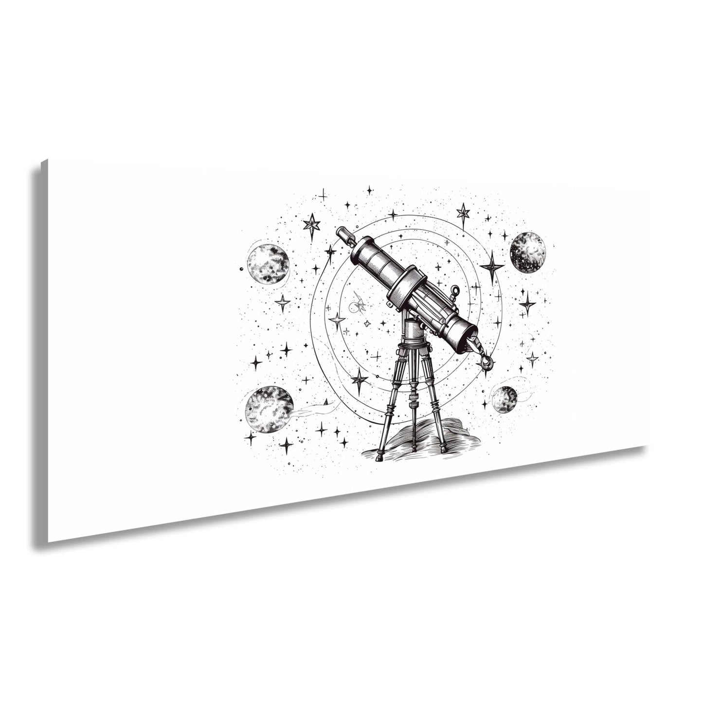 Leinwandbild Vintage - Teleskop – Fokussiert auf Wunder des Universums XXL - deyoli