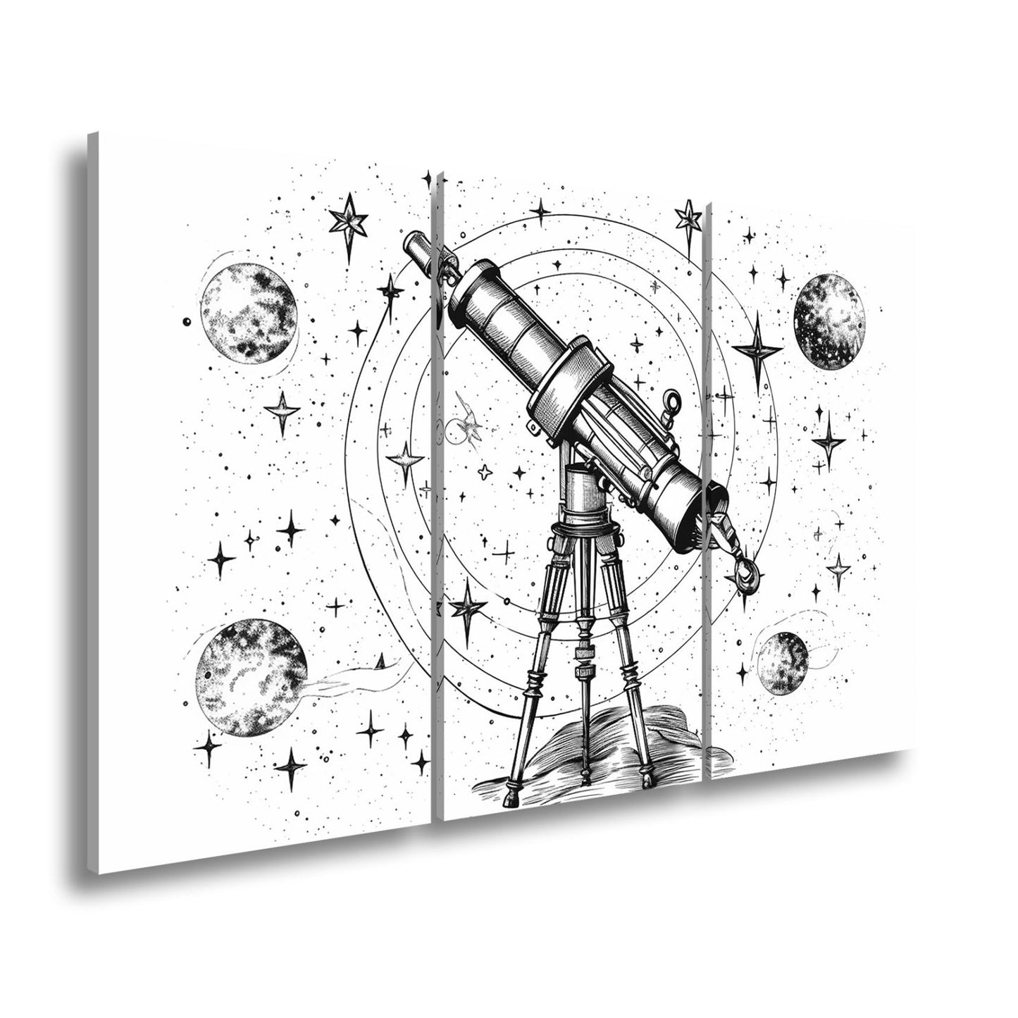 Leinwandbild Vintage - Teleskop – Fokussiert auf Wunder des Universums XXL - deyoli