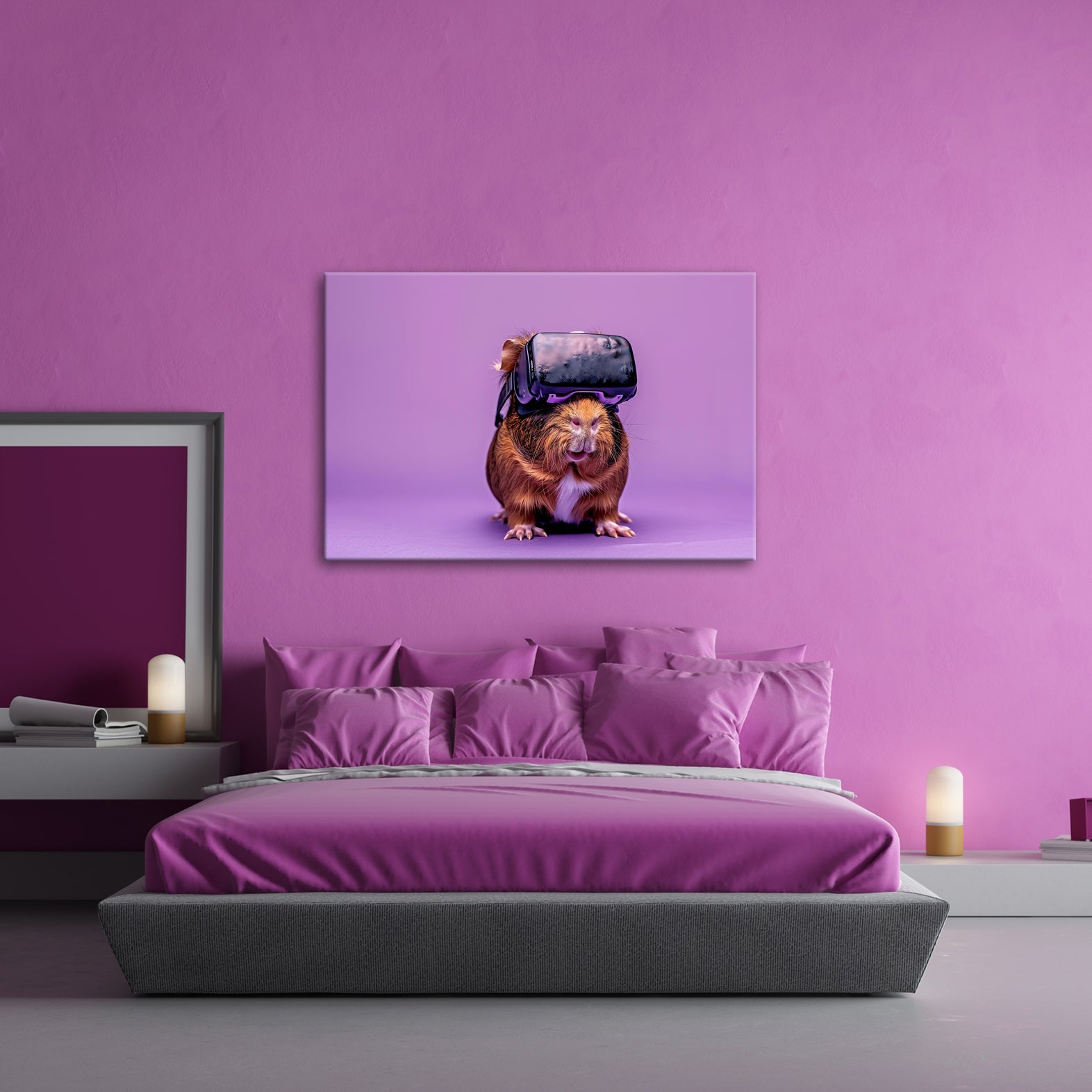 Leinwandbild VR - Meerschwein – futuristisch, flauschig, völlig vertieft. - deyoli