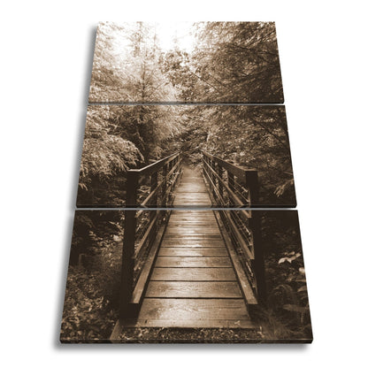 Leinwandbild Waldbrücke XXL – In goldenem Licht lädt zum Eintauchen in die Natur - deyoli