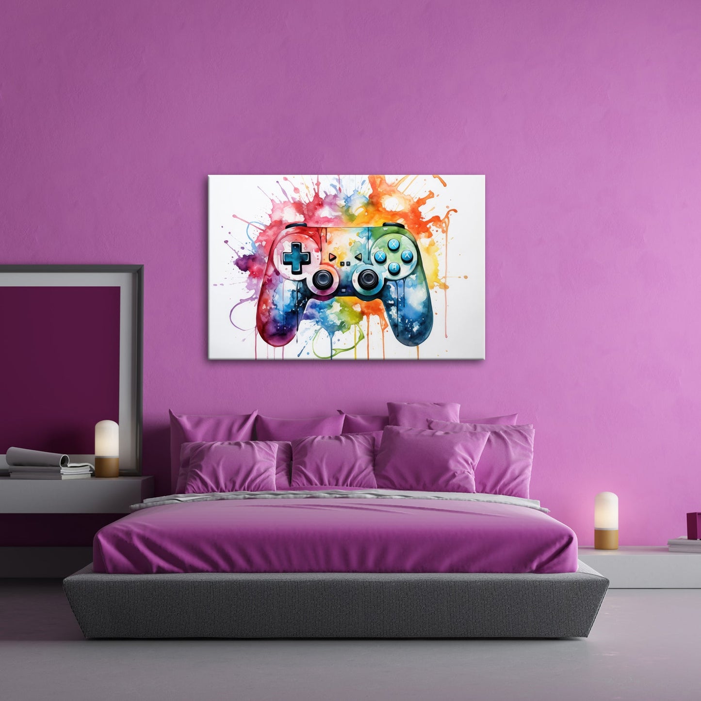 Leinwandbild Wassermalfarben tanzen – Gaming - Kunst auf weißer Bühne. - deyoli