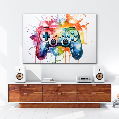 Leinwandbild Wassermalfarben tanzen – Gaming - Kunst auf weißer Bühne. - deyoli