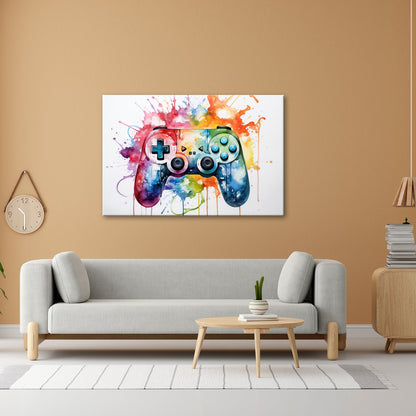 Leinwandbild Wassermalfarben tanzen – Gaming - Kunst auf weißer Bühne. - deyoli