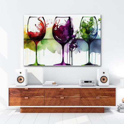 Leinwandbild Wein XXL – Weinvisionen in leuchtenden Aquarelltönen - deyoli