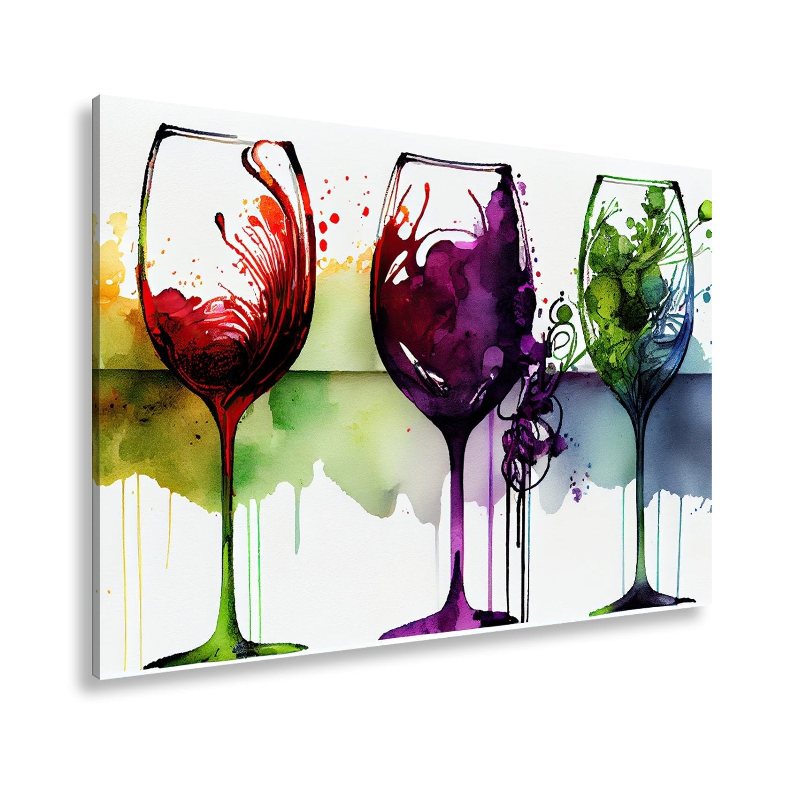 Leinwandbild Wein XXL – Weinvisionen in leuchtenden Aquarelltönen - deyoli