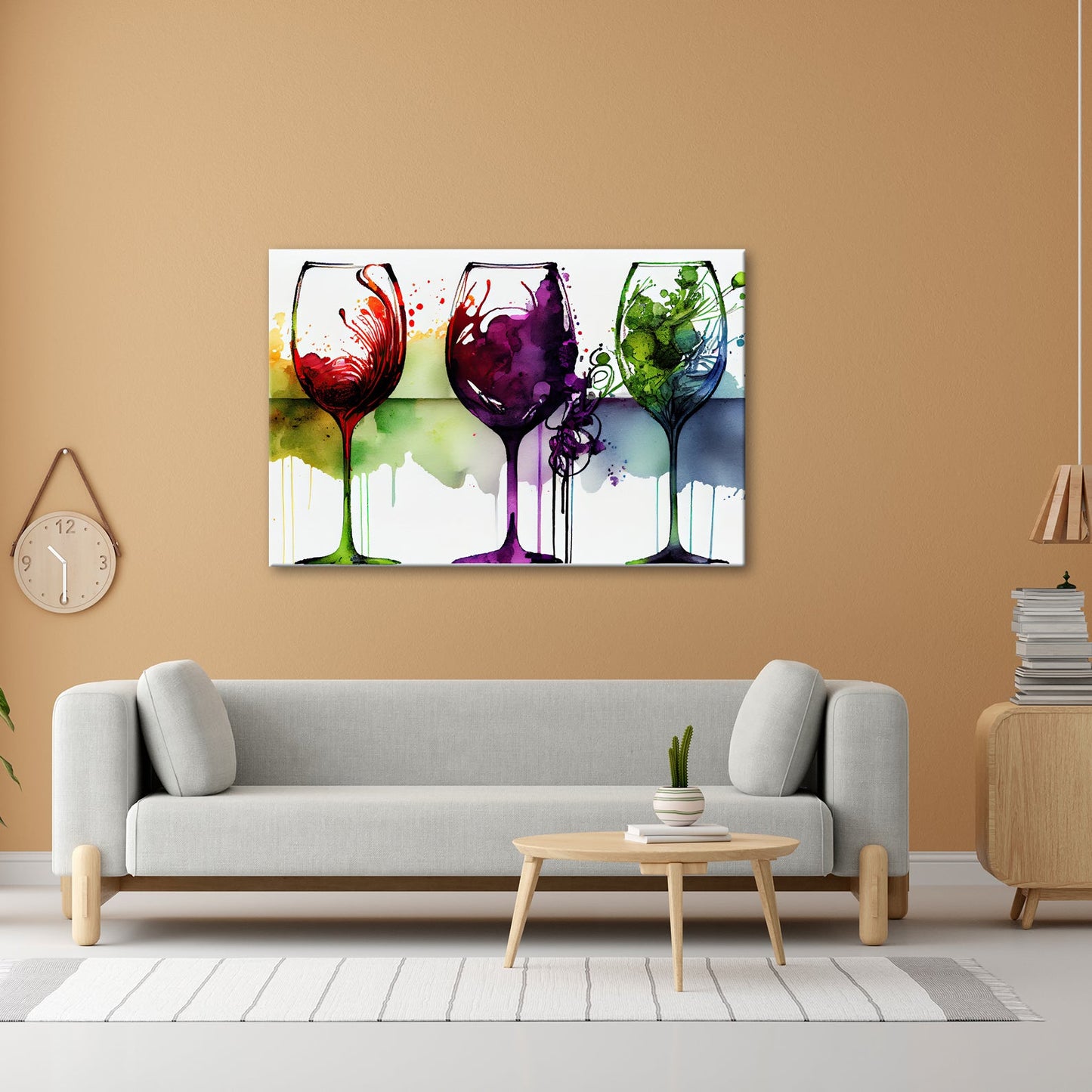 Leinwandbild Wein XXL – Weinvisionen in leuchtenden Aquarelltönen - deyoli