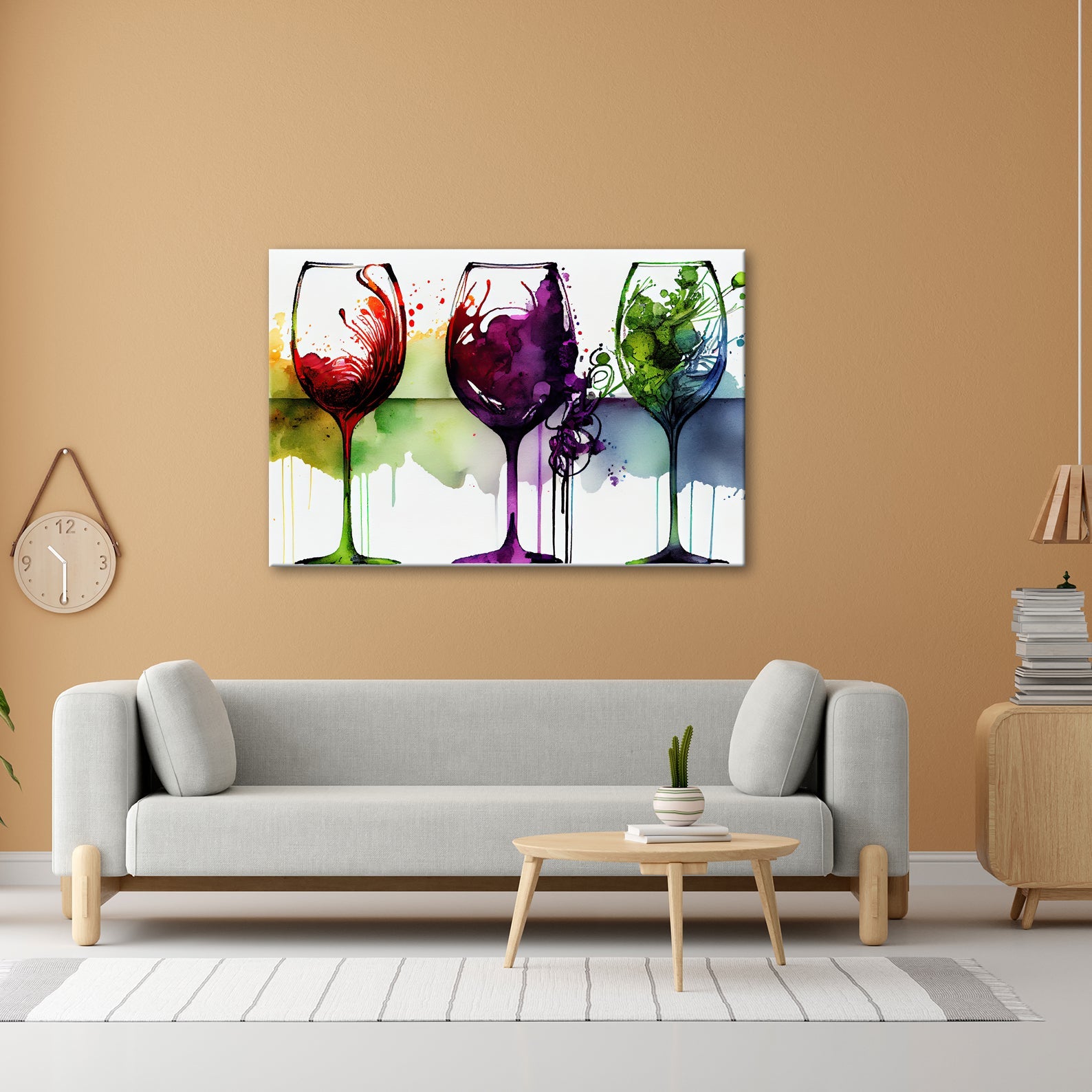Leinwandbild Wein XXL – Weinvisionen in leuchtenden Aquarelltönen - deyoli