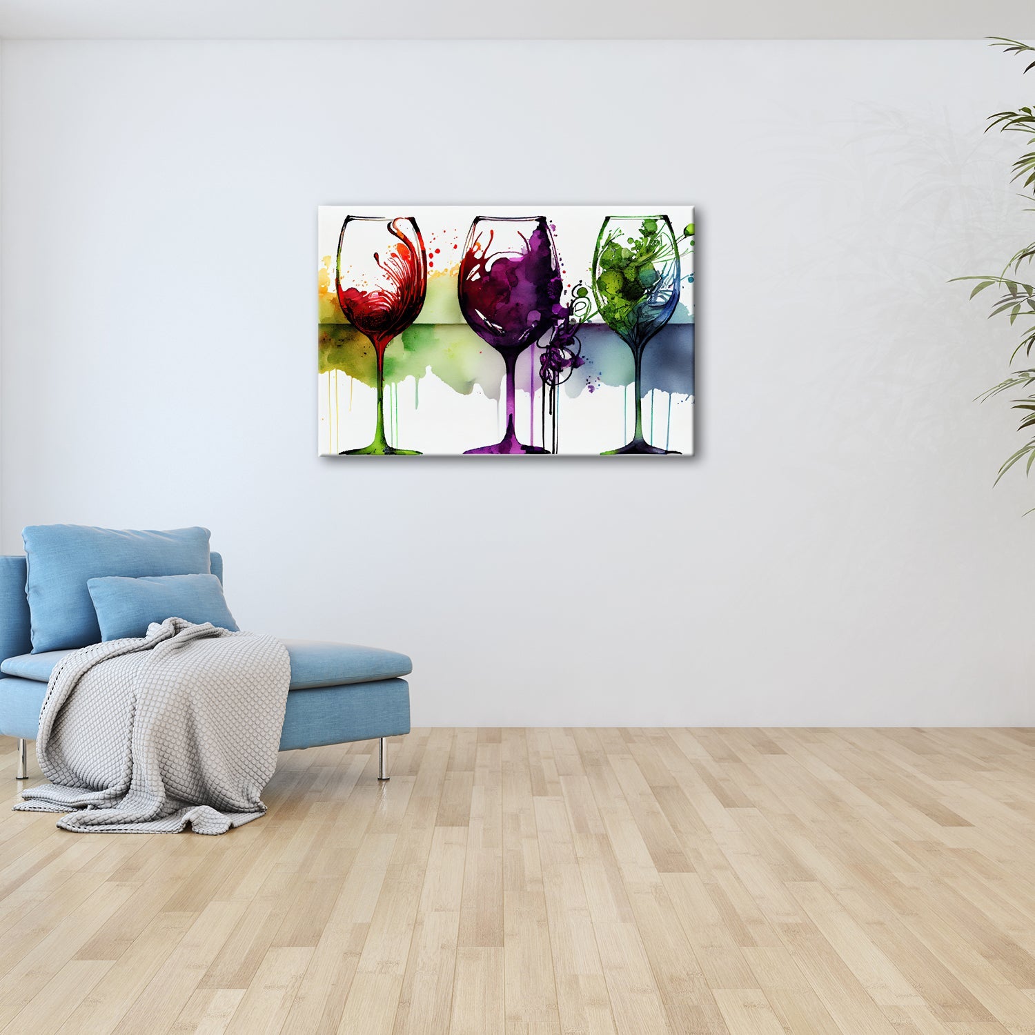 Leinwandbild Wein XXL – Weinvisionen in leuchtenden Aquarelltönen - deyoli