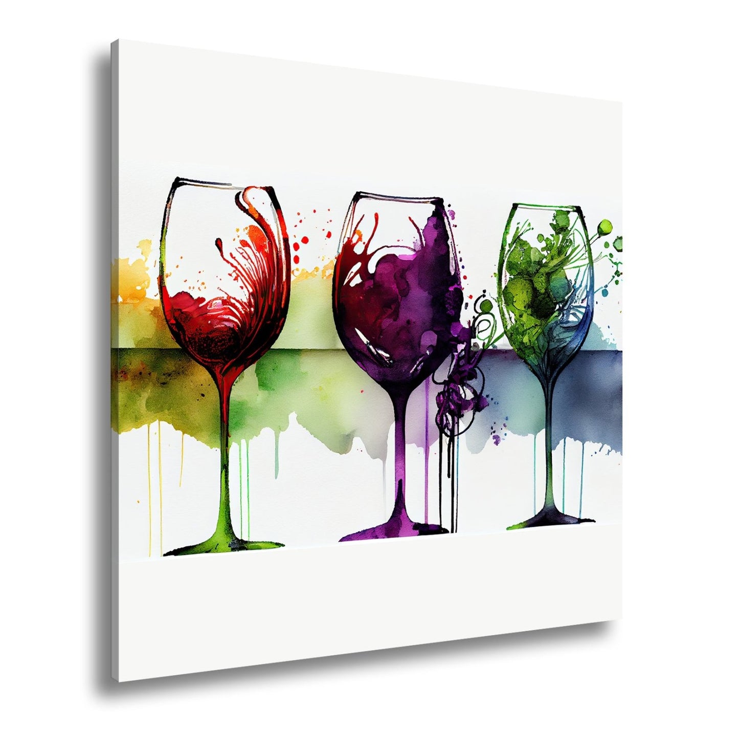Leinwandbild Wein XXL – Weinvisionen in leuchtenden Aquarelltönen - deyoli