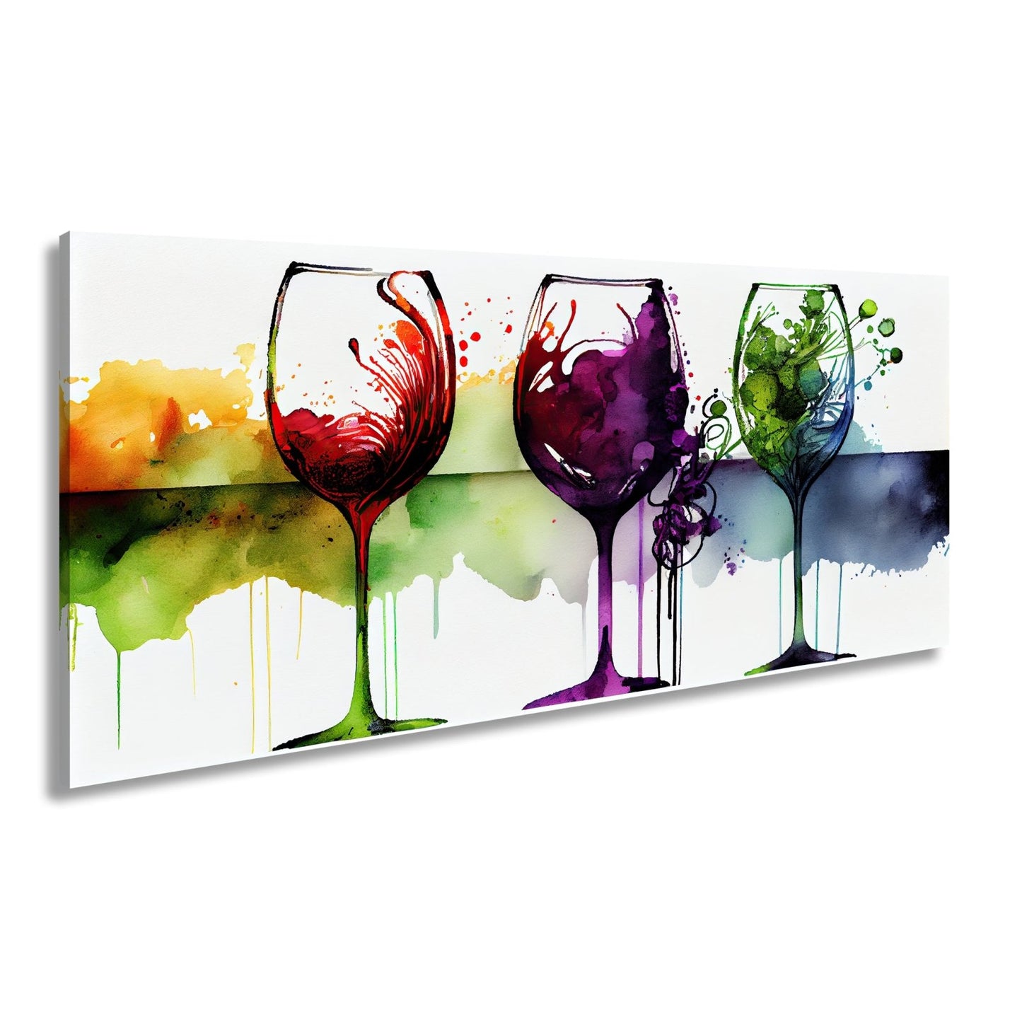 Leinwandbild Wein XXL – Weinvisionen in leuchtenden Aquarelltönen - deyoli