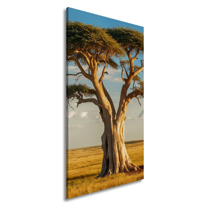 Leinwandbild Weiser Baum in goldener Savanne – Wächter der Weite. - deyoli