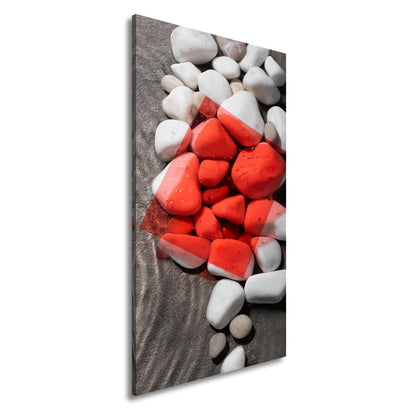 Leinwandbild Weiße Kiesel, roter Filter – Kunst im Zen - Gewand. - deyoli
