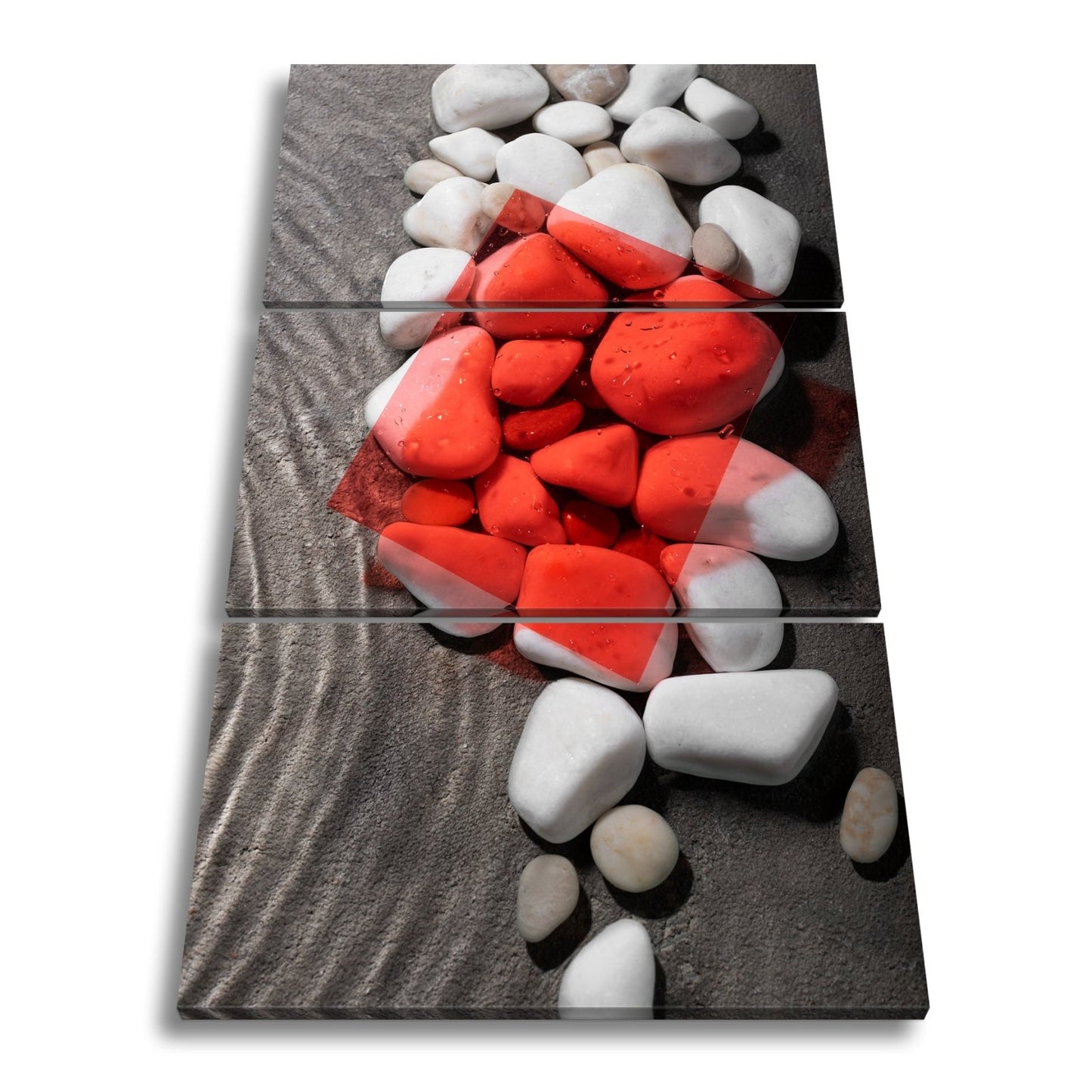 Leinwandbild Weiße Kiesel, roter Filter – Kunst im Zen - Gewand. - deyoli