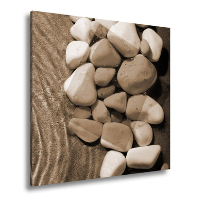 Leinwandbild Weiße Kiesel, roter Filter – Kunst im Zen - Gewand. - deyoli