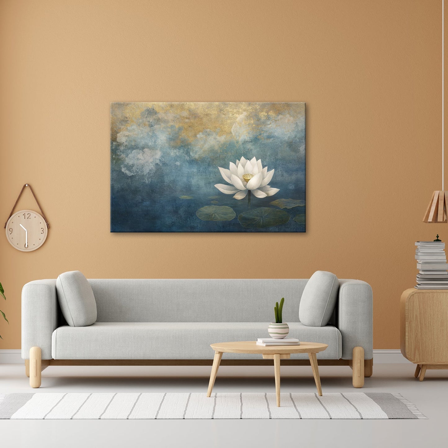 Leinwandbild Weiße Lotusblüte – Zen Meditation Blumen XXL Premium Canvas - deyoli