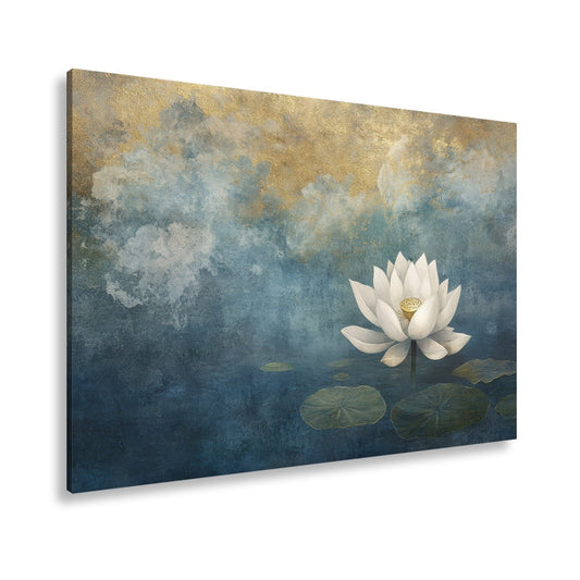 Leinwandbild Weiße Lotusblüte – Zen Meditation Blumen XXL Premium Canvas - deyoli