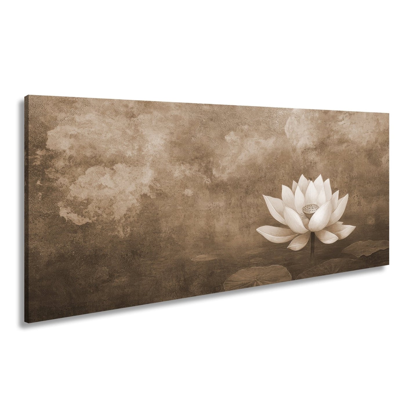 Leinwandbild Weiße Lotusblüte – Zen Meditation Blumen XXL Premium Canvas - deyoli