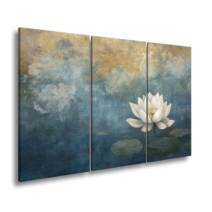 Leinwandbild Weiße Lotusblüte – Zen Meditation Blumen XXL Premium Canvas - deyoli