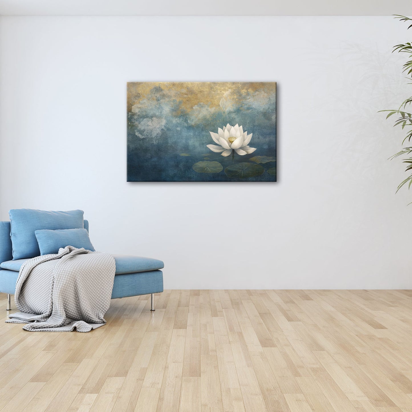 Leinwandbild Weiße Lotusblüte – Zen Meditation Blumen XXL Premium Canvas - deyoli