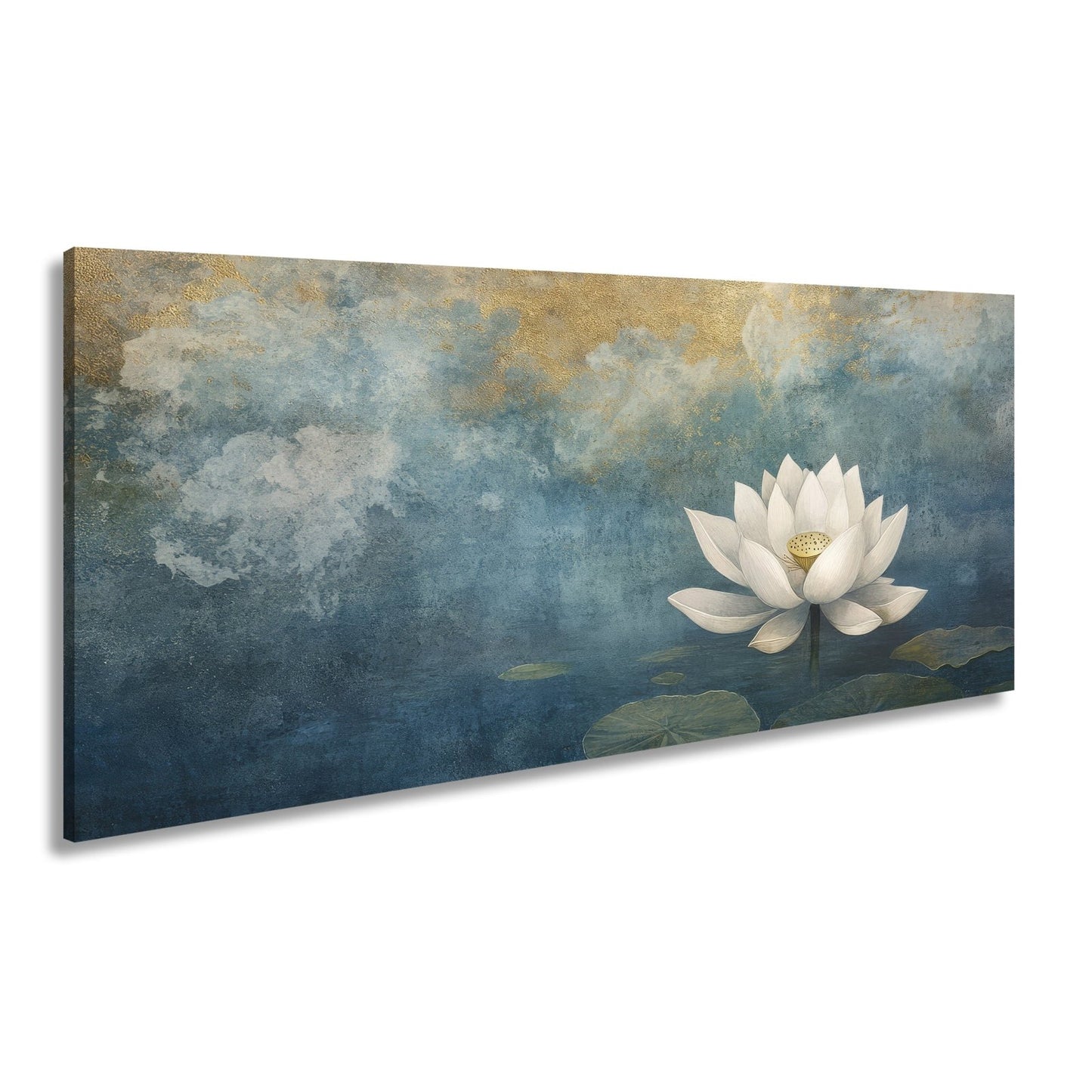 Leinwandbild Weiße Lotusblüte – Zen Meditation Blumen XXL Premium Canvas - deyoli