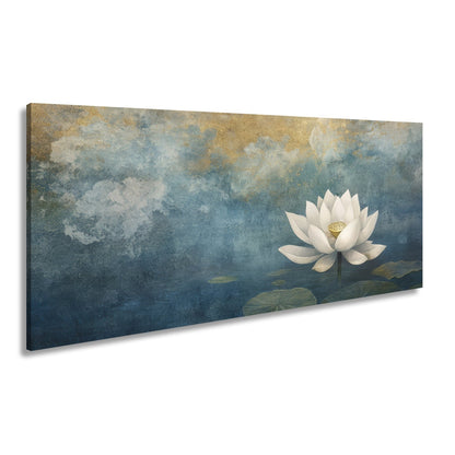 Leinwandbild Weiße Lotusblüte – Zen Meditation Blumen XXL Premium Canvas - deyoli