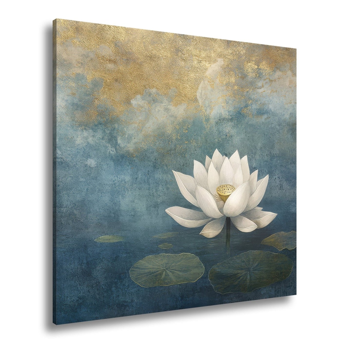 Leinwandbild Weiße Lotusblüte – Zen Meditation Blumen XXL Premium Canvas - deyoli