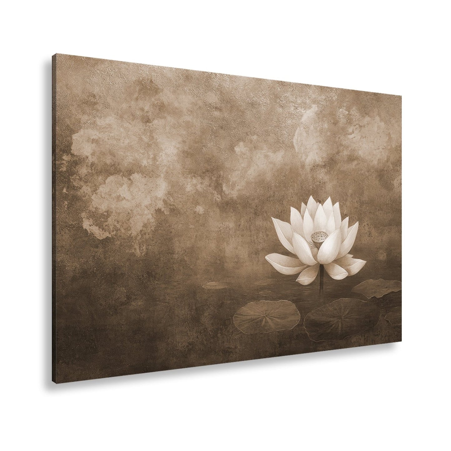 Leinwandbild Weiße Lotusblüte – Zen Meditation Blumen XXL Premium Canvas - deyoli