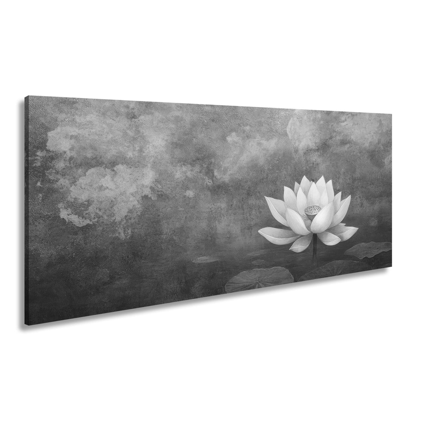 Leinwandbild Weiße Lotusblüte – Zen Meditation Blumen XXL Premium Canvas - deyoli