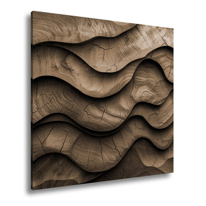 Leinwandbild Wellen aus Holz – natürliche Eleganz in rhythmischer Struktur. - deyoli