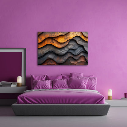 Leinwandbild Wellen aus Holz – natürliche Eleganz in rhythmischer Struktur. - deyoli