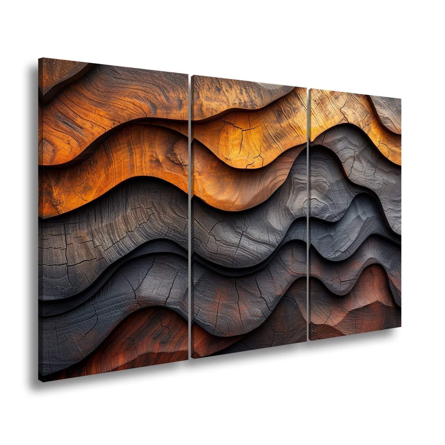 Leinwandbild Wellen aus Holz – natürliche Eleganz in rhythmischer Struktur. - deyoli
