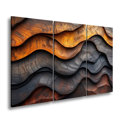 Leinwandbild Wellen aus Holz – natürliche Eleganz in rhythmischer Struktur. - deyoli