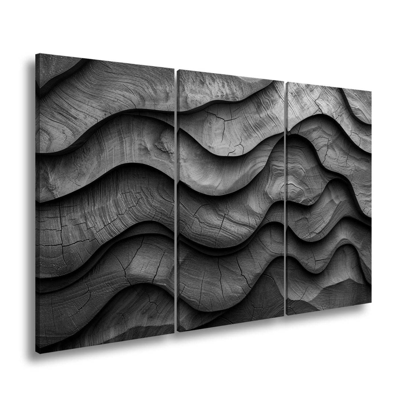 Leinwandbild Wellen aus Holz – natürliche Eleganz in rhythmischer Struktur. - deyoli