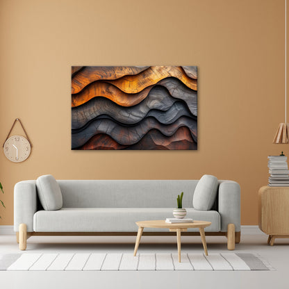 Leinwandbild Wellen aus Holz – natürliche Eleganz in rhythmischer Struktur. - deyoli