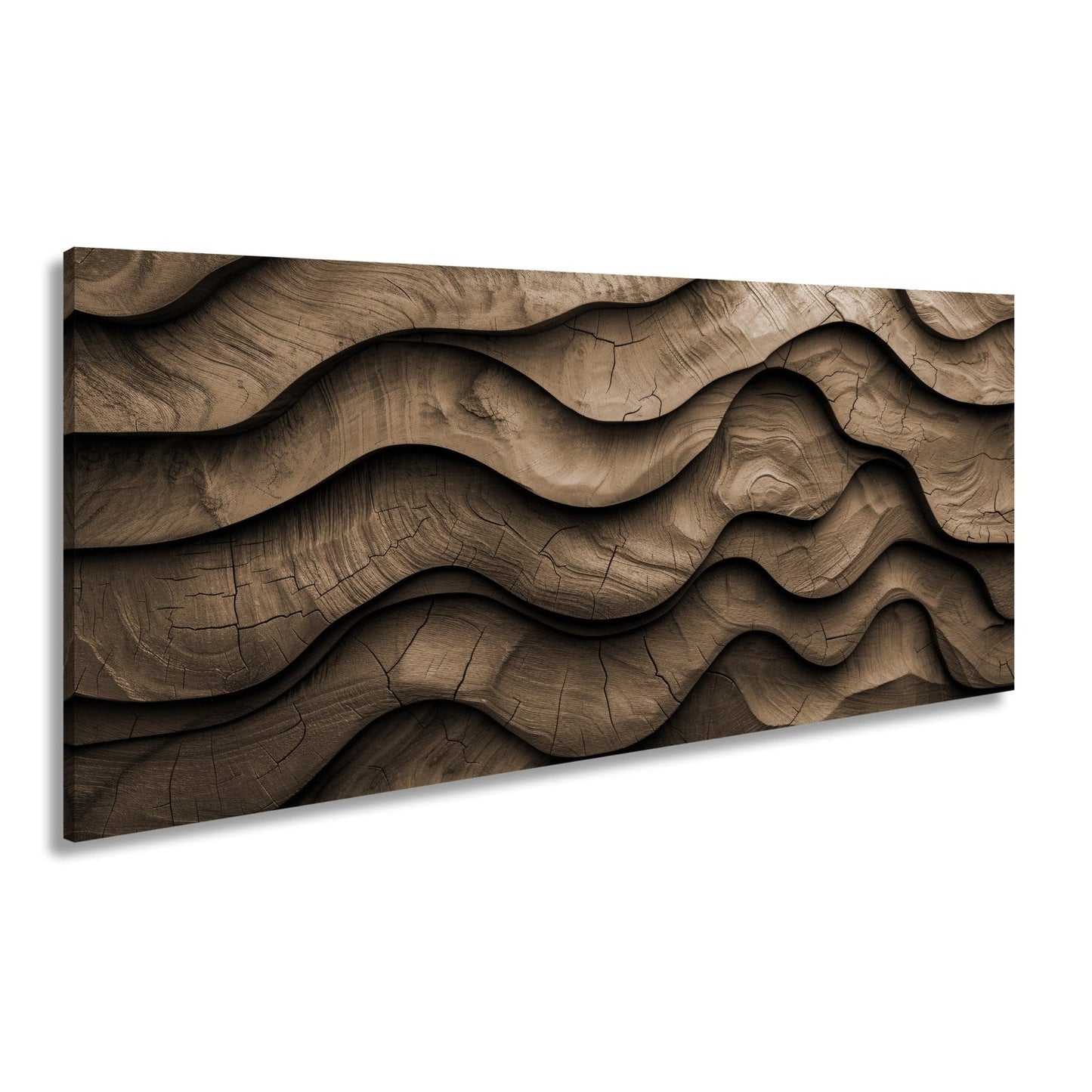 Leinwandbild Wellen aus Holz – natürliche Eleganz in rhythmischer Struktur. - deyoli