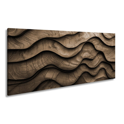 Leinwandbild Wellen aus Holz – natürliche Eleganz in rhythmischer Struktur. - deyoli
