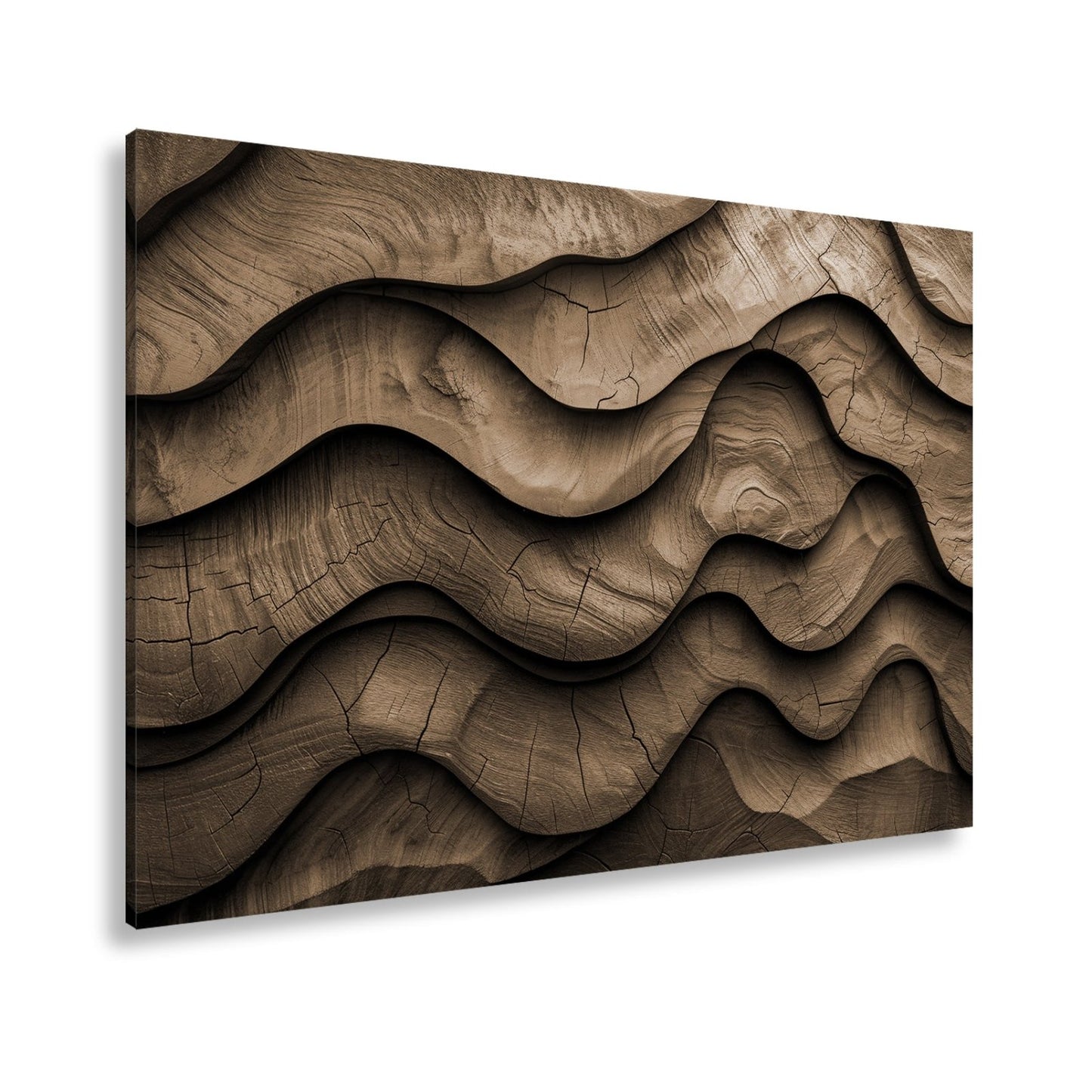 Leinwandbild Wellen aus Holz – natürliche Eleganz in rhythmischer Struktur. - deyoli