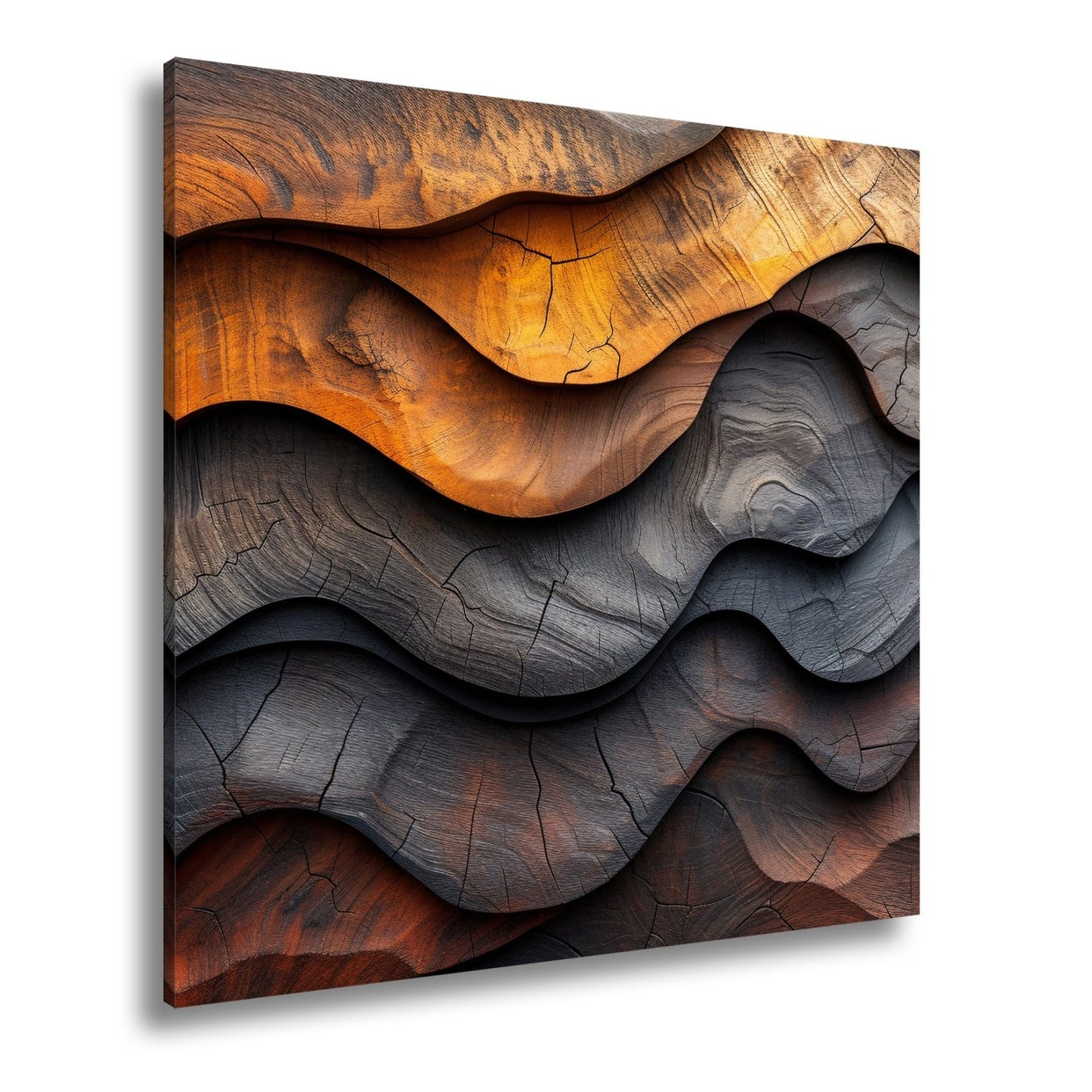 Leinwandbild Wellen aus Holz – natürliche Eleganz in rhythmischer Struktur. - deyoli