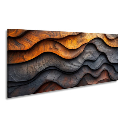 Leinwandbild Wellen aus Holz – natürliche Eleganz in rhythmischer Struktur. - deyoli