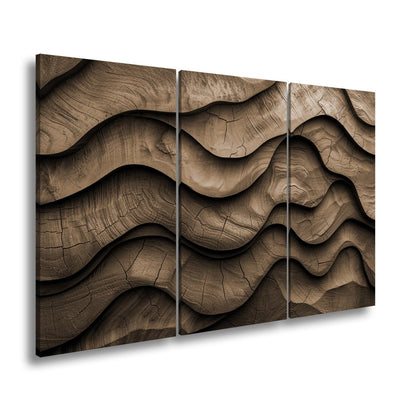 Leinwandbild Wellen aus Holz – natürliche Eleganz in rhythmischer Struktur. - deyoli