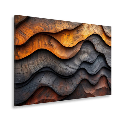 Leinwandbild Wellen aus Holz – natürliche Eleganz in rhythmischer Struktur. - deyoli