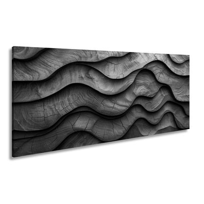 Leinwandbild Wellen aus Holz – natürliche Eleganz in rhythmischer Struktur. - deyoli
