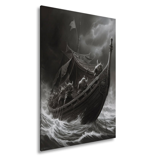 Leinwandbild Wikinger XXL – Stürmen durch Sturm & Wellen ins Abenteuer - deyoli